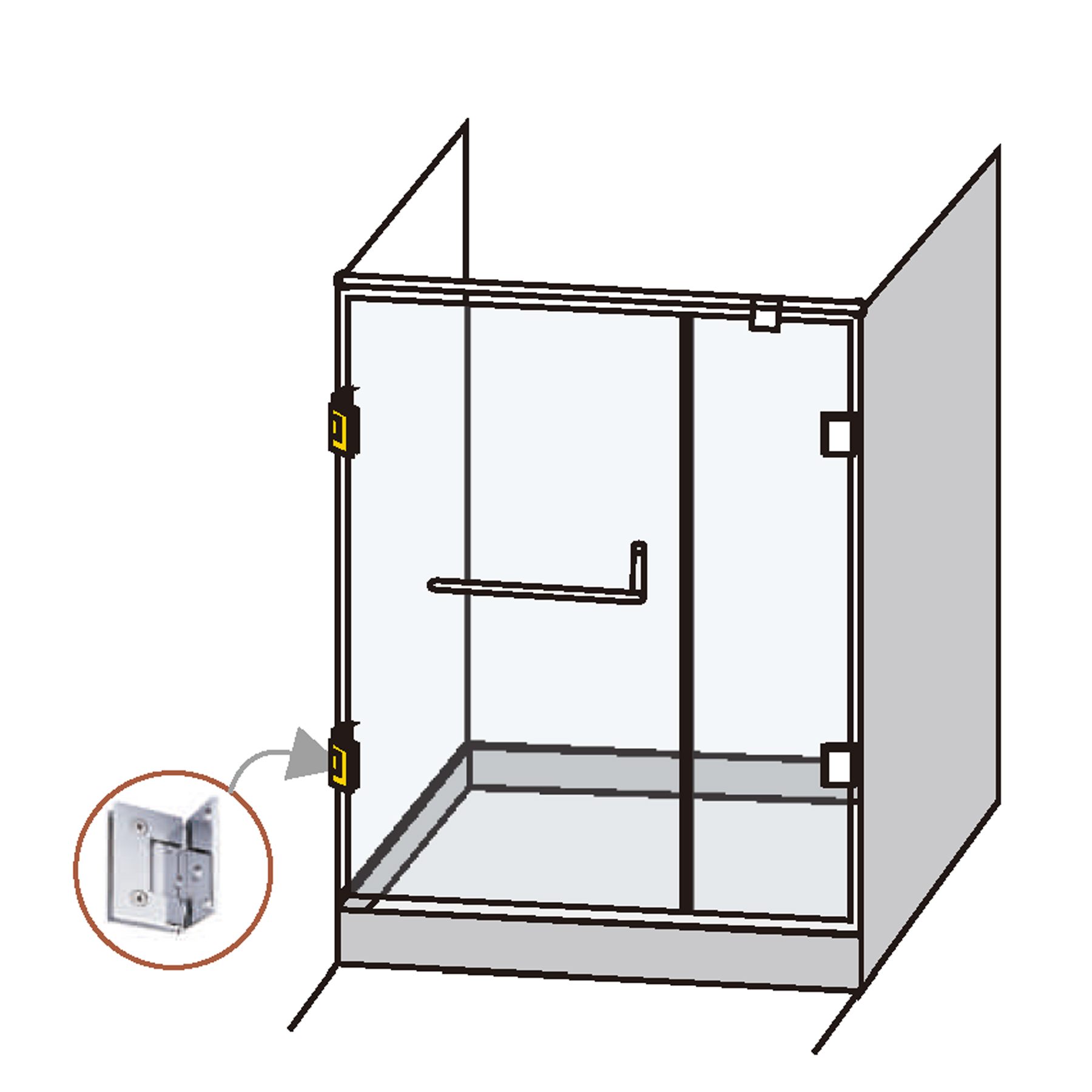 Shower Door Hinge GlassWall 90° Welland Glass